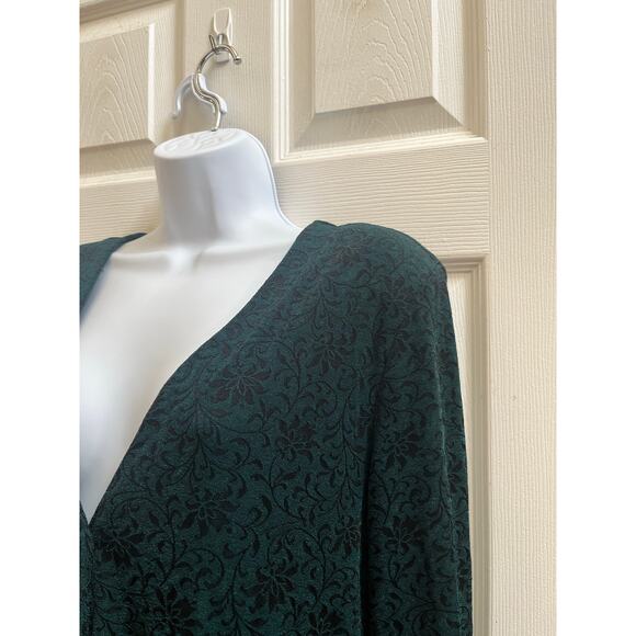 Vintage Rabbit Rabbit Rabbit Green Jacquard V Neck Button Down Tunic 14M Boho - Picture 6 of 12